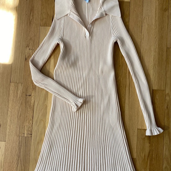 Hill House Ribbed Mini Dress in Beige - Picture 3 of 6